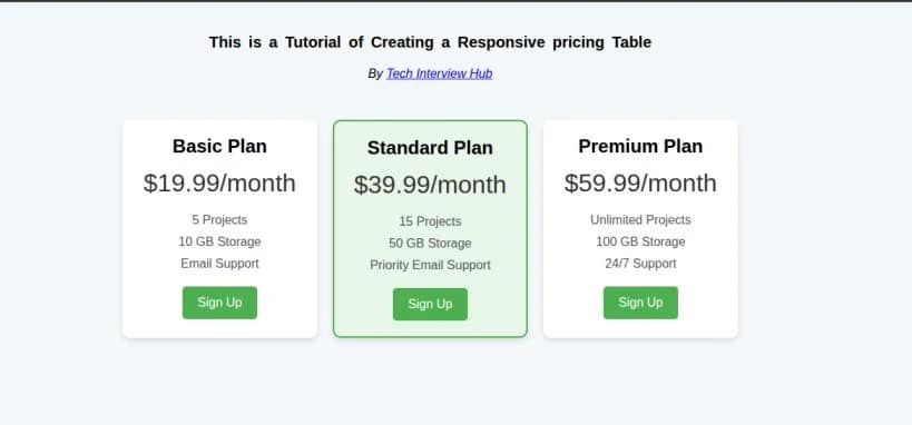 pricing table Desktop view pricing table Desktop view