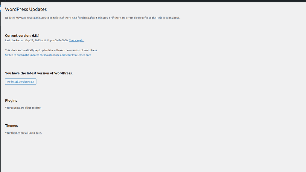 WordPress Maintenance Updates